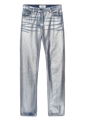 MSGM metallic-finish straight jeans - Blue