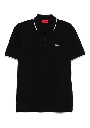 HUGO logo-embossed polo shirt - Black