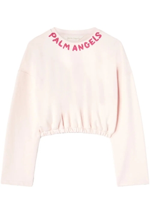 Palm Angels logo-print cotton crop top - Pink