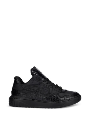 Philipp Plein croc-effect lace-up sneakers - Black