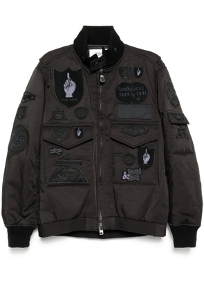 sacai logo badge bomber jacket - Black