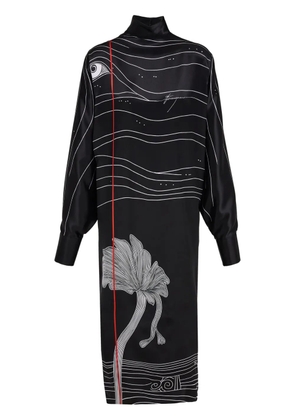 Ferragamo Spirit print satin dress - Black