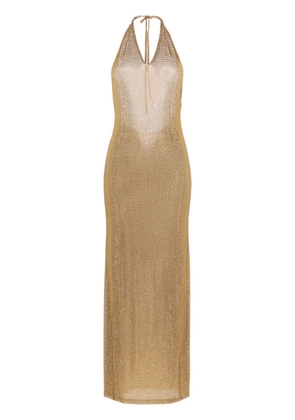 Giuseppe Di Morabito rhinestone-detailed halterneck maxi dress - Gold