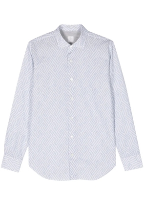 Eleventy geometric-print button-up shirt - Blue