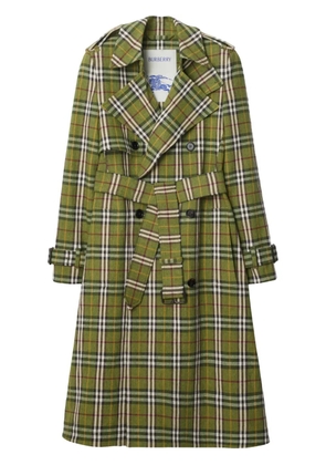 Burberry long checked trench coat - Green