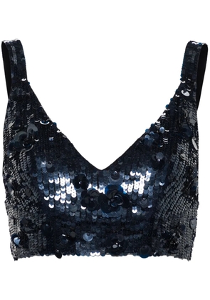 P.A.R.O.S.H. sequin-embellished cropped top - Blue