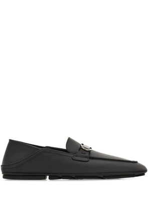 Ferragamo Gancini-plaque leather loafers - Black