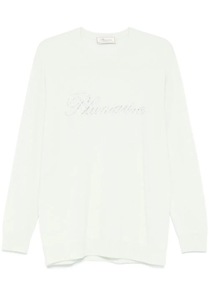 Blumarine rhinestone-logo sweater - Green