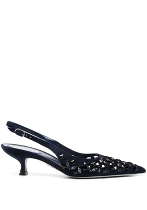 René Caovilla 45mm laser-cut pumps - Blue