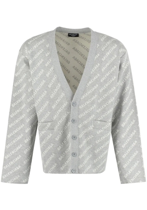 Balenciaga logo-intarsia cardigan - Grey