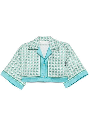 Palm Angels monogram-print cropped shirt - Green