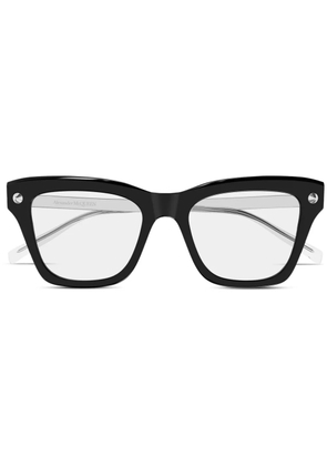 Alexander McQueen Eyewear square frame glasses - BLACK-SILVER-TRANSPARENT