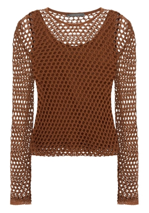 Alberta Ferretti mesh long-sleeves top - Brown