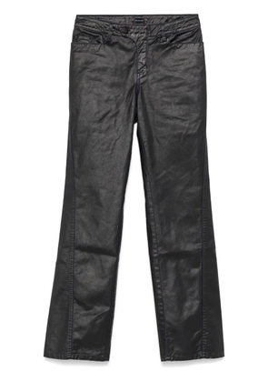 Mugler wax-effect straight-leg trousers - Blue