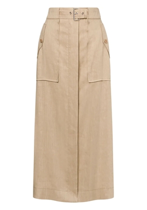 Alberta Ferretti high-waisted buckled straight skirt - Neutrals