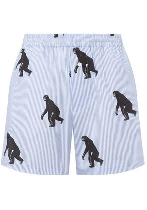 Moschino graphic-print striped shorts - Blue