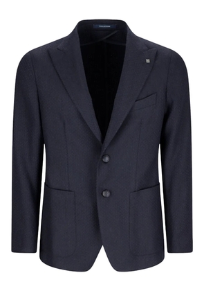Tagliatore single-breasted herringbone jacket - Blue