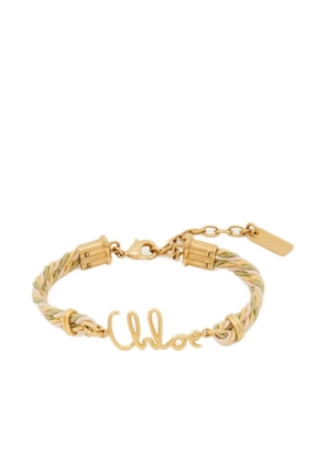 Chloé Plage logo-plaque braided bracelet - Neutrals