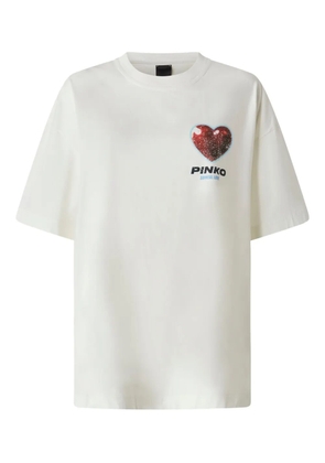 PINKO Surreal Love heart-snake print T-shirt - White