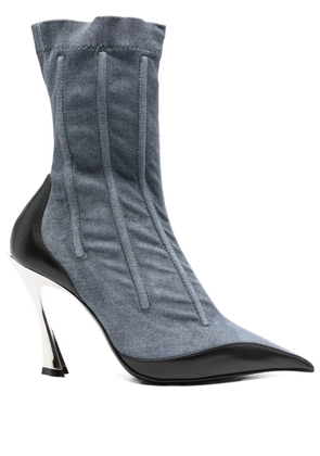 Mugler 110mm pointed-toe ankle boots - Blue