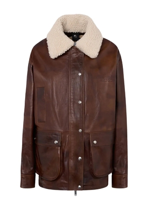 Halfboy shearling-collar leather jacket - Brown