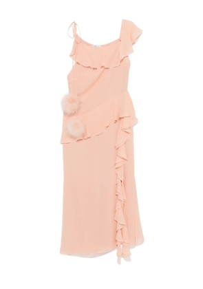 Blumarine ruffled-trim silk maxi dress - Neutrals