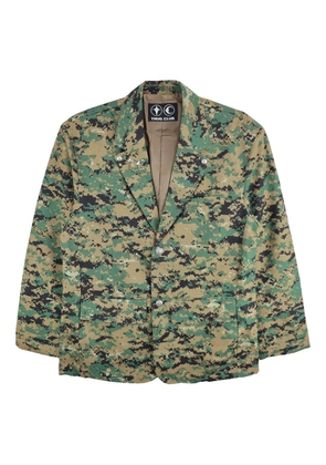 THUG CLUB Army camouflage single-breasted blazer - Green