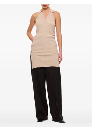 QUIRA ribbed side-slit tank top - Neutrals