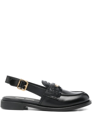 Miu Miu logo-plaque slingback loafers - Black