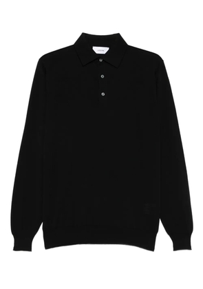 Lardini long-sleeve wool polo shirt - Black