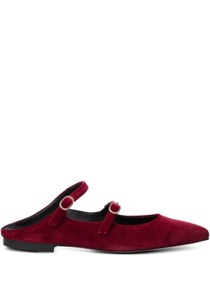 amato daniele velvet buckle-embellished loafers - Red