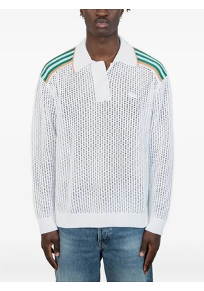 Lacoste long-sleeve striped-shoulder polo shirt - White