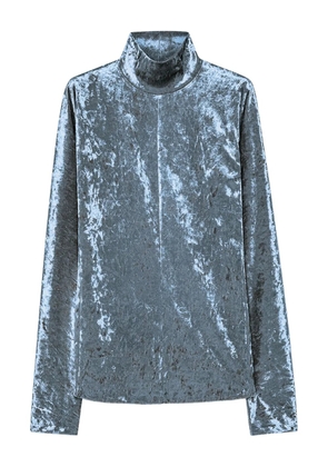 Forte Forte crushed-velvet high-neck top - Blue