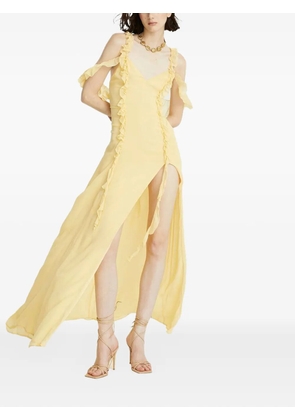 Celeste ruffl-details v-neck maxi dress - Yellow