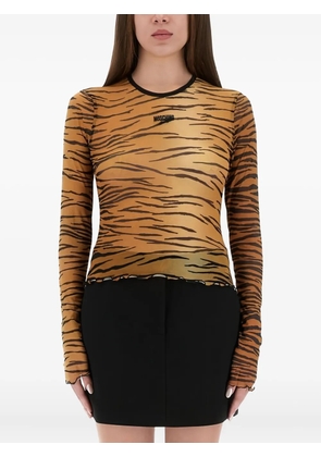 MOSCHINO JEANS Tiger Print Long Sleeve Top - Brown