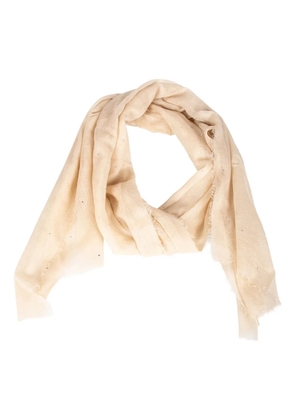 GAYNOR BONGARD crystal-embellished frayed scarf - Neutrals