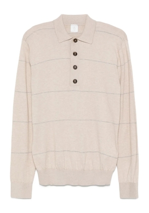 Eleventy striped long-sleeve polo shirt - Neutrals