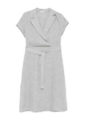 Peserico wrap-neck belted midi dress - Grey