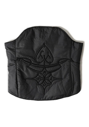 Open YY quilted embroidered top - Black