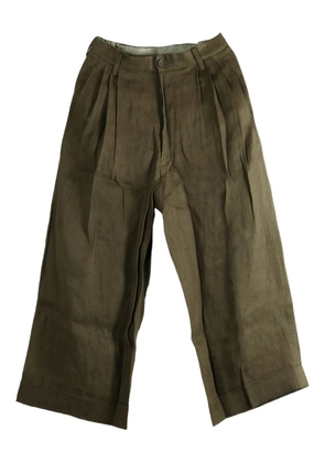 Ziggy Chen pleat-detail linen trousers - Green