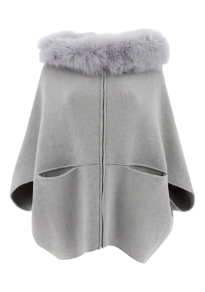 GIOVI fur-trimmed zip-front cape - Grey