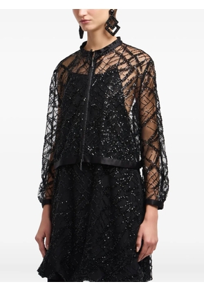 Emporio Armani sequin-embellished sheer jacket - Black