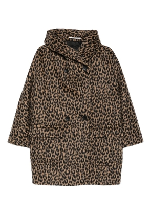 Tagliatore double-breasted animal-print coat - Black