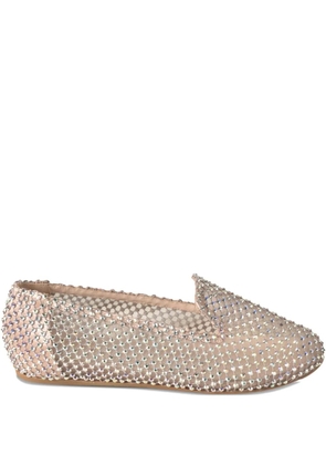 Le Silla Gilda crystal-embellished mesh ballet flats - Neutrals