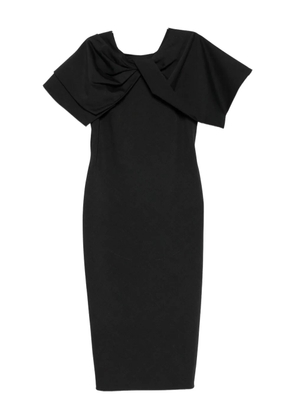 Alberta Ferretti bow-detail short-sleeve midi dress - Grey