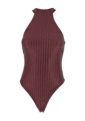 VENUJA high-neck embellished swimsuit - Purple