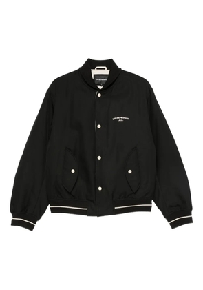 Emporio Armani logo-embroidered bomber jacket - Black