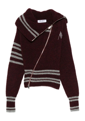 The Attico striped zip-front cardigan - Red