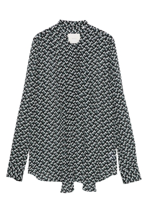 Xacus geometric-print tie-neck blouse - Green
