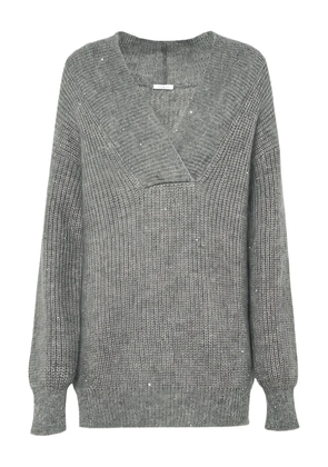 Malo sequin-embellished V-neck sweater - Grey